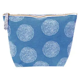 Cove Blue Pouch, cosmetic bag, dot circles