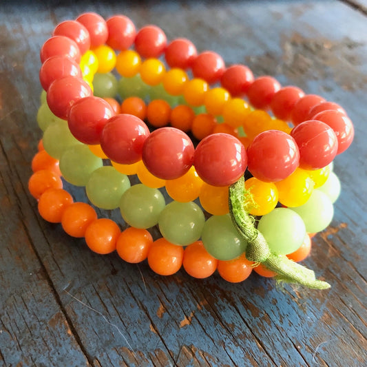 Coral Citrus Stack and Stretch Bracelet Set, bracelets