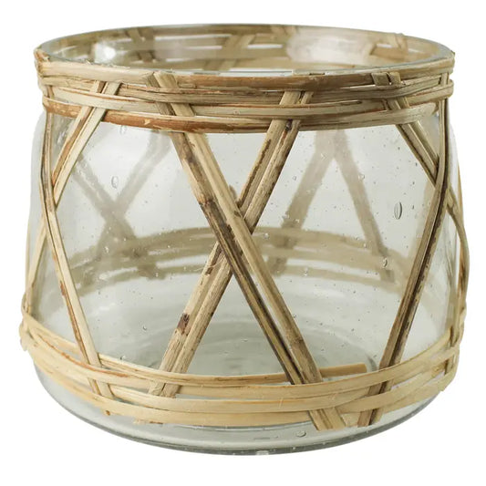 Hurricane with  Woven Rattan, candle holder