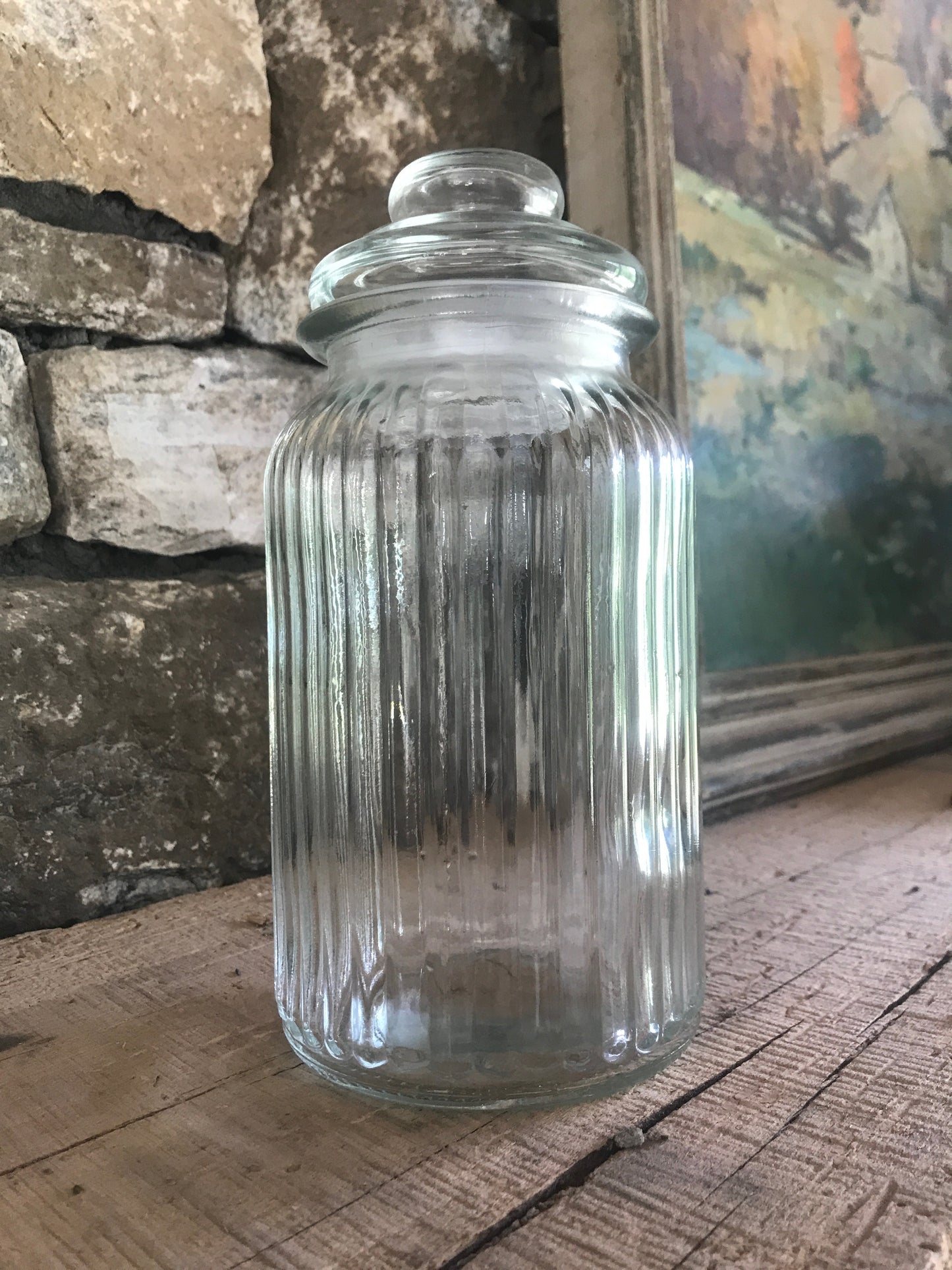 Decorative Glass Vase with Lid, jar