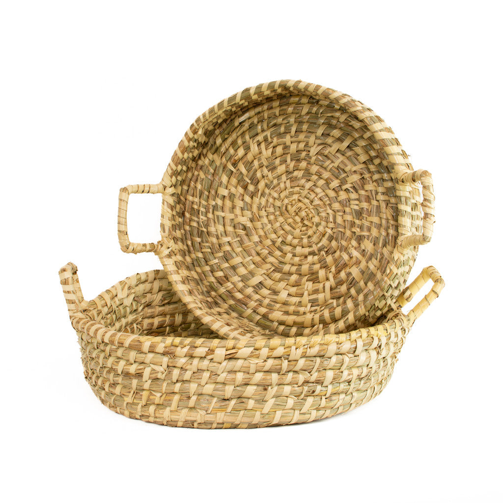 Seagrass Round  Baskets, 2 sizes with Handles