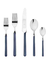 20 Piece Stainless and Cobalt Flatware