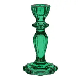 Dark Green Glass Candle Holder