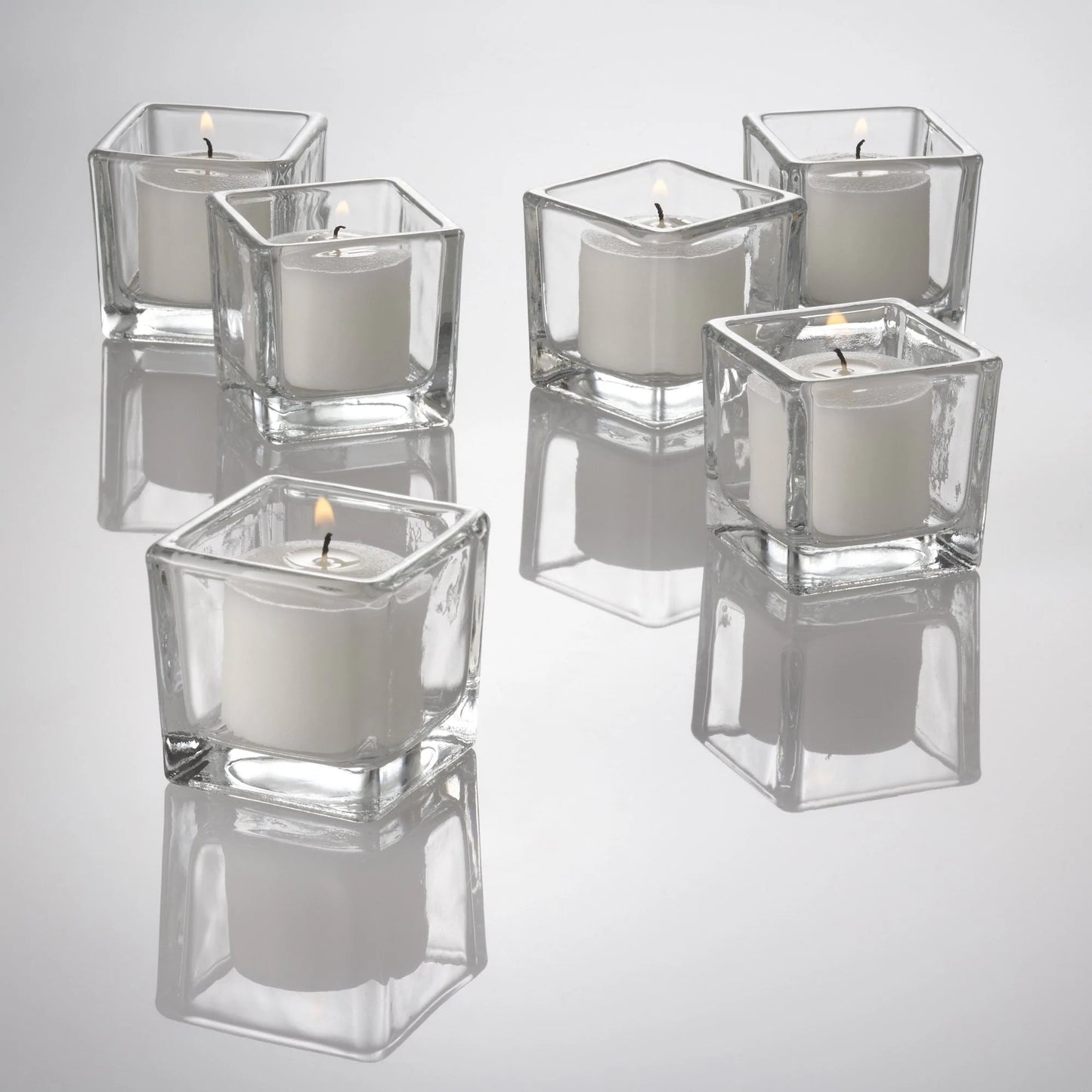 Square Clear Glass Votive Candle Holders