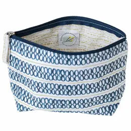 Looped Stripe Pouch, medium, cosmetic bag, navy blue