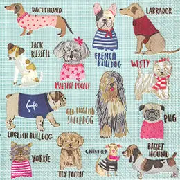 Dogs in Sweaters Cocktail Napkins, Hot Dogs