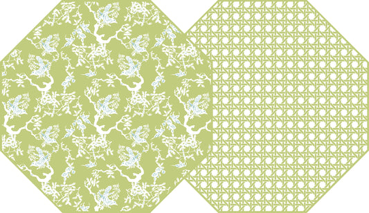 Chinois and Cane Placemats, lime green, baby blue, Holly Stuart, place mat