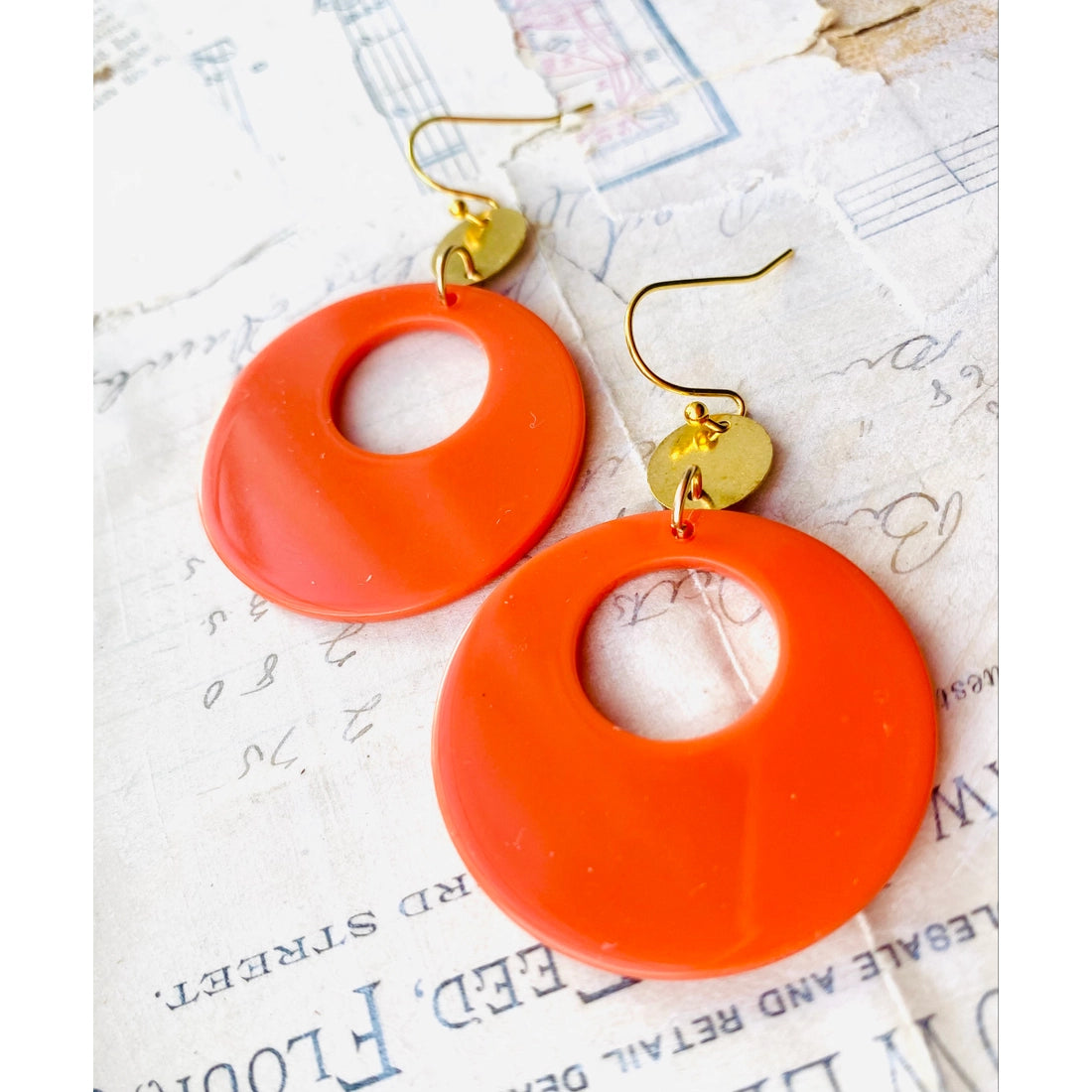 Retro Orange Hoop Earrings