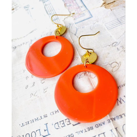 Retro Orange Hoop Earrings