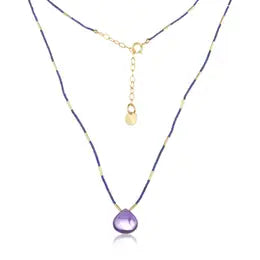 Amethyst Pendant with a lapis and gold filled necklace