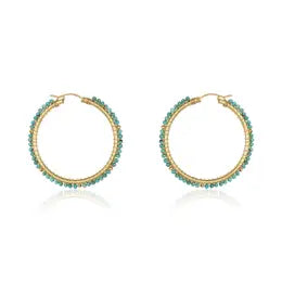 Turquoise Hoop Earrings, gold, Mabel Chong