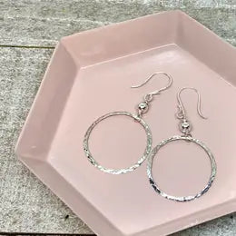 Big Beaded o's Hammered Sterling Silver Earrings