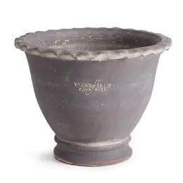 Round Pot on Short Base, planter, grey, gray