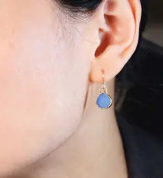 Blue Geode Gold Filled Earrings