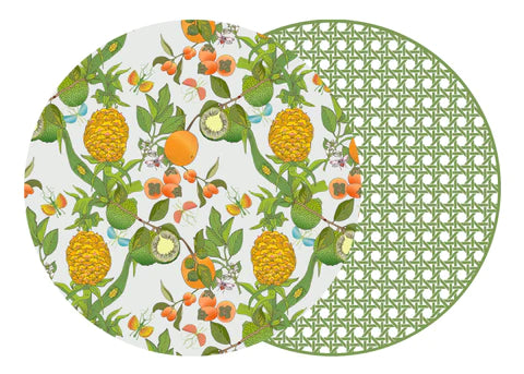 Pineapples and Green Cane Placemats, round, Holly Stuart, place mat