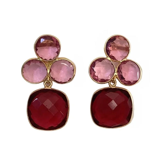 Seraphina Jessica Earrings, Soft Rose and Deep Pink